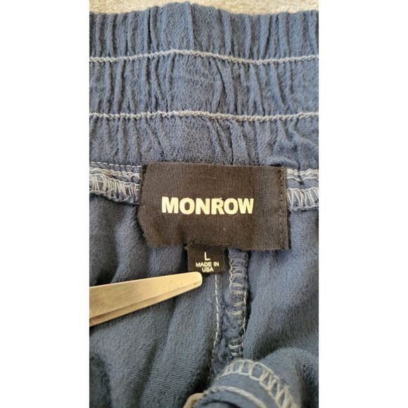 MONROW Blue Rayon Elastic Waist Jogger Pants - Picture 3 of 4